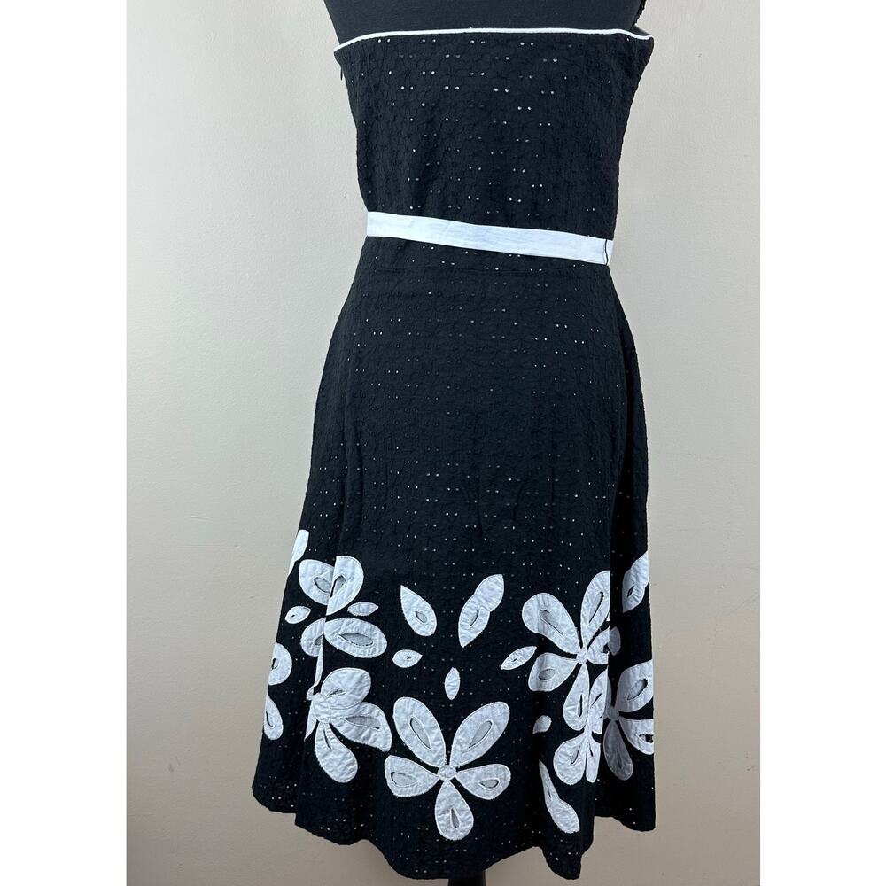 SpencerJeremy Strapless Corset Bodice Cotton Eyelet Floral Midi Balletcore Dress - Picture 5 of 8